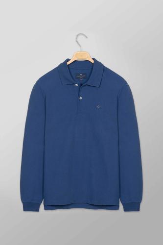 Oxford Company ανδρική πόλο μπλούζα πικέ μονόχρωμη με κεντημένο λογότυπο Regular Fit - P217-PU50.29 Μπλε